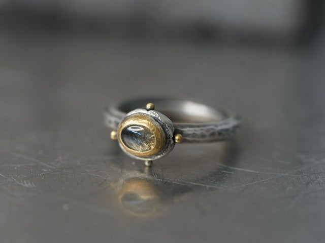 Green sapphire direction ring, size 6.25,