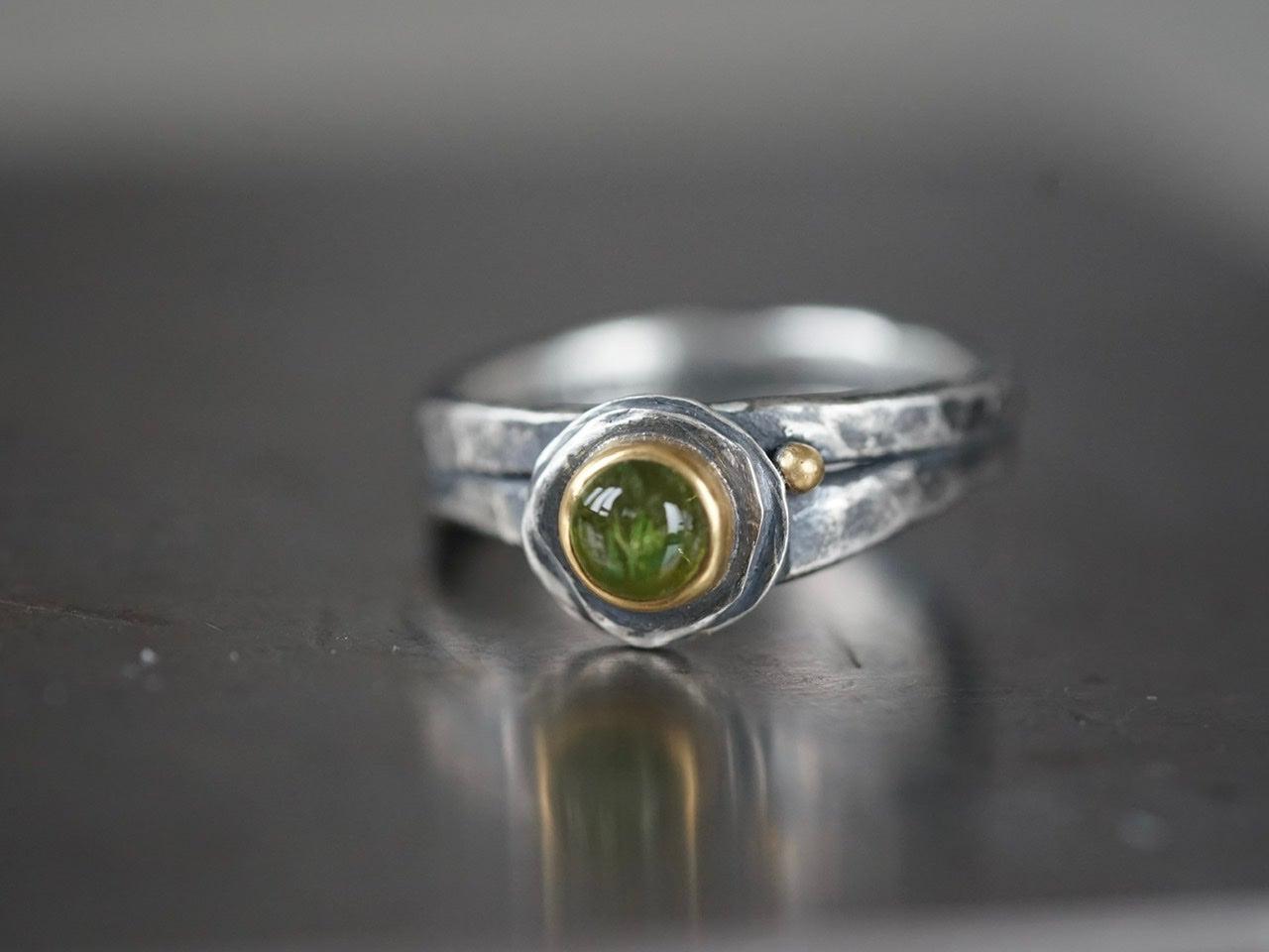 Delicate tourmaline and 22k gold ring, size 6.5