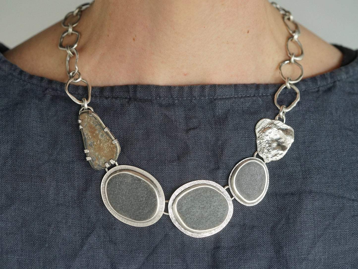 Bones and stones statement necklace