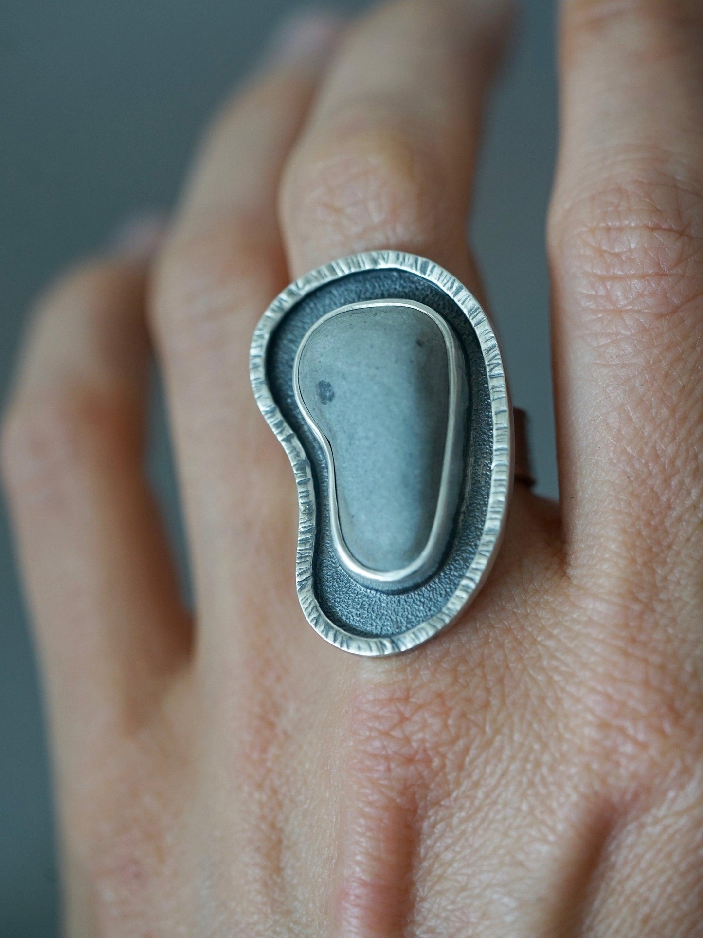 Beach pebble ring, size 7