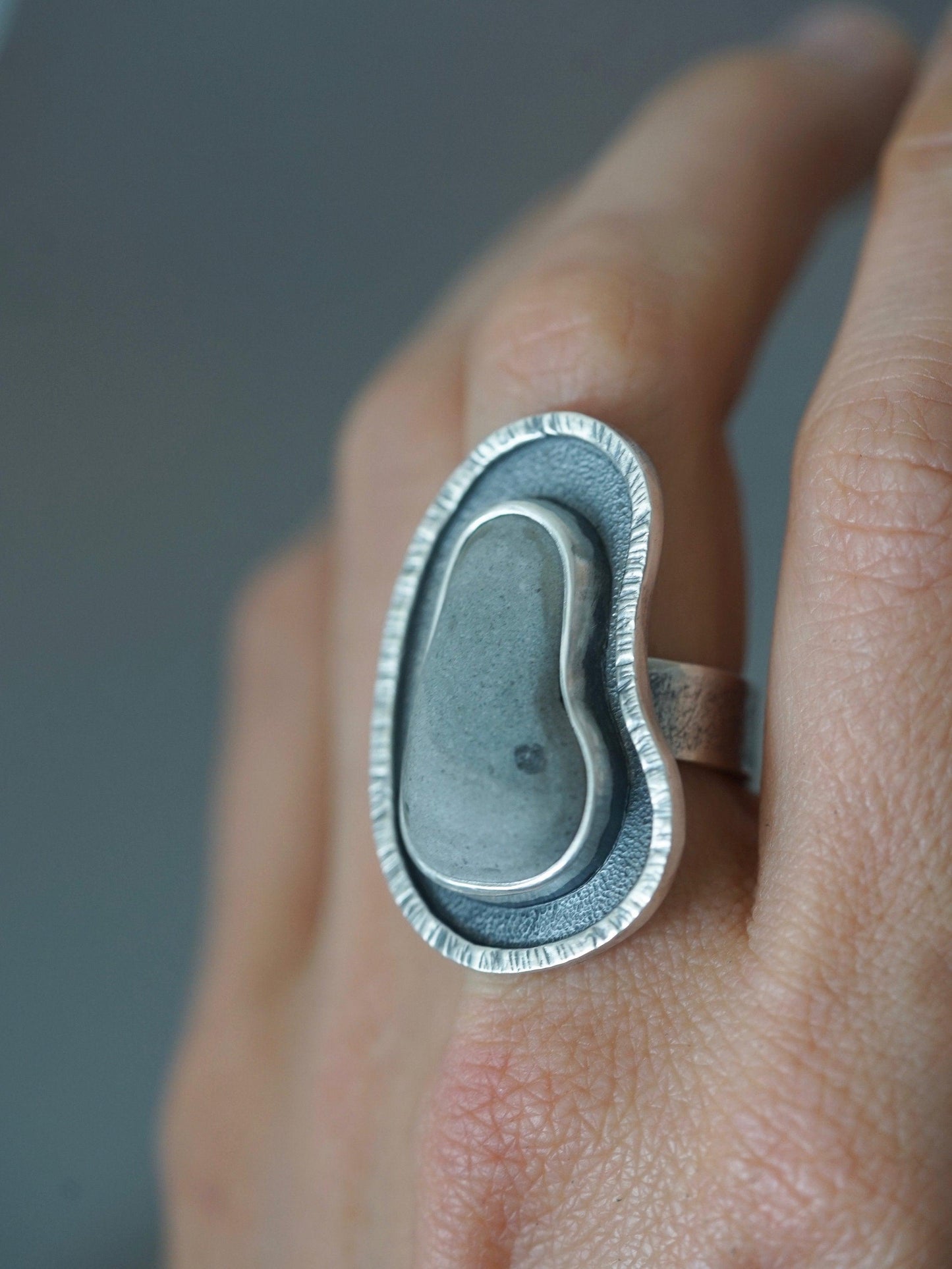 Beach pebble ring, size 7