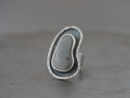 Beach pebble ring, size 7