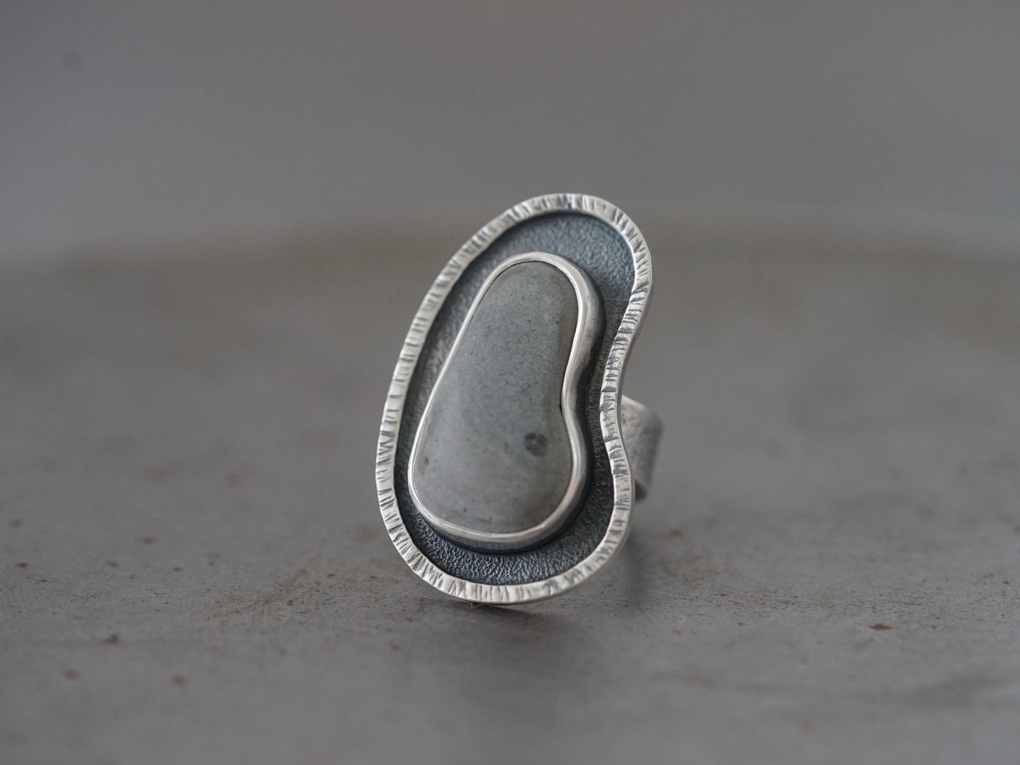 Beach pebble ring, size 7