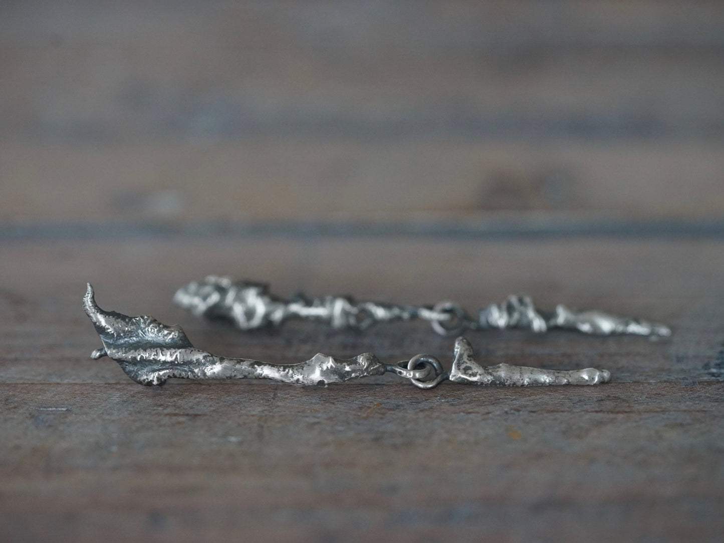 raw silver drop earrings