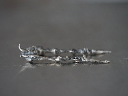 raw silver drop earrings