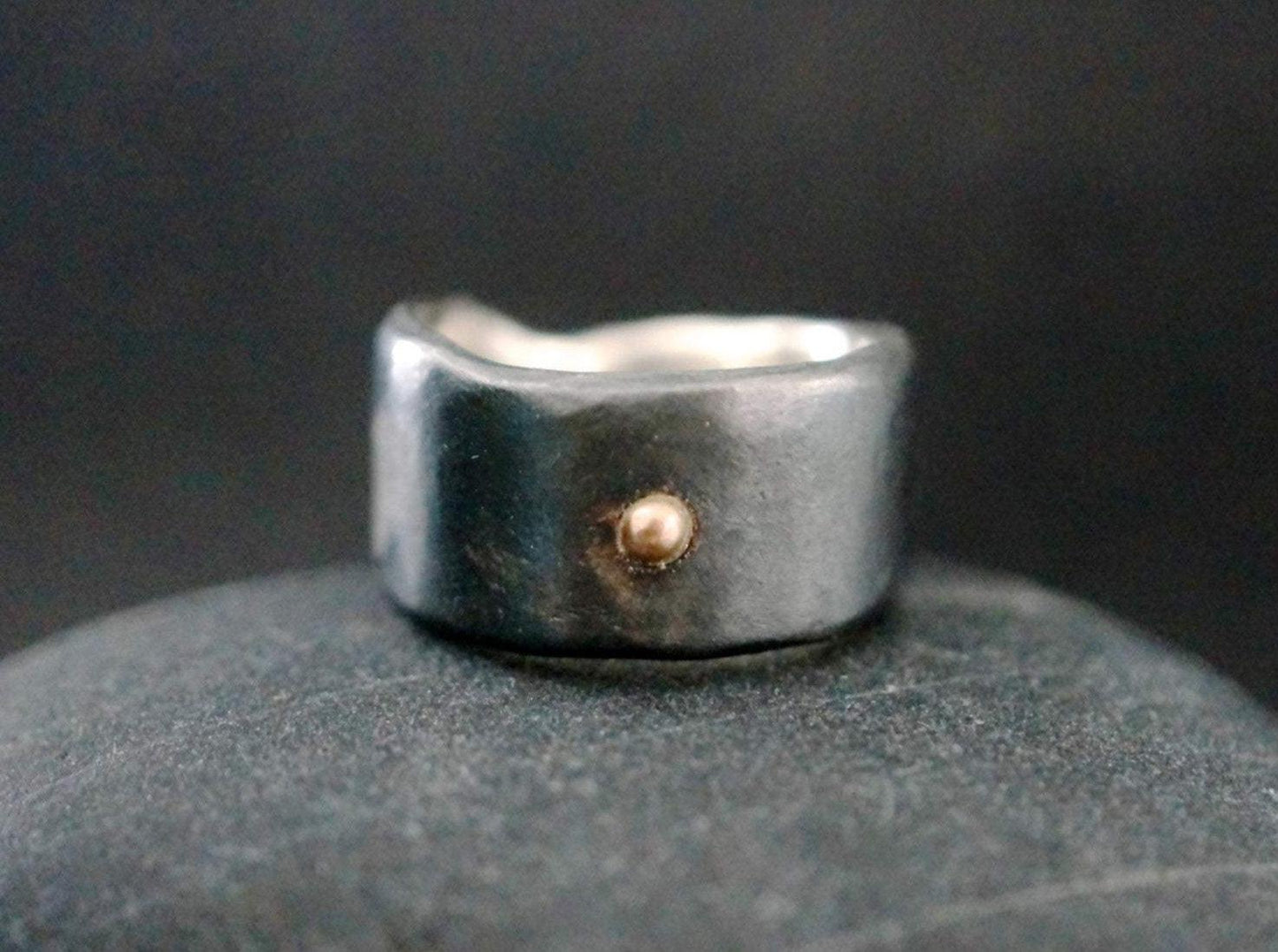 Sterling silver and 18 K rose gold ring, size 7