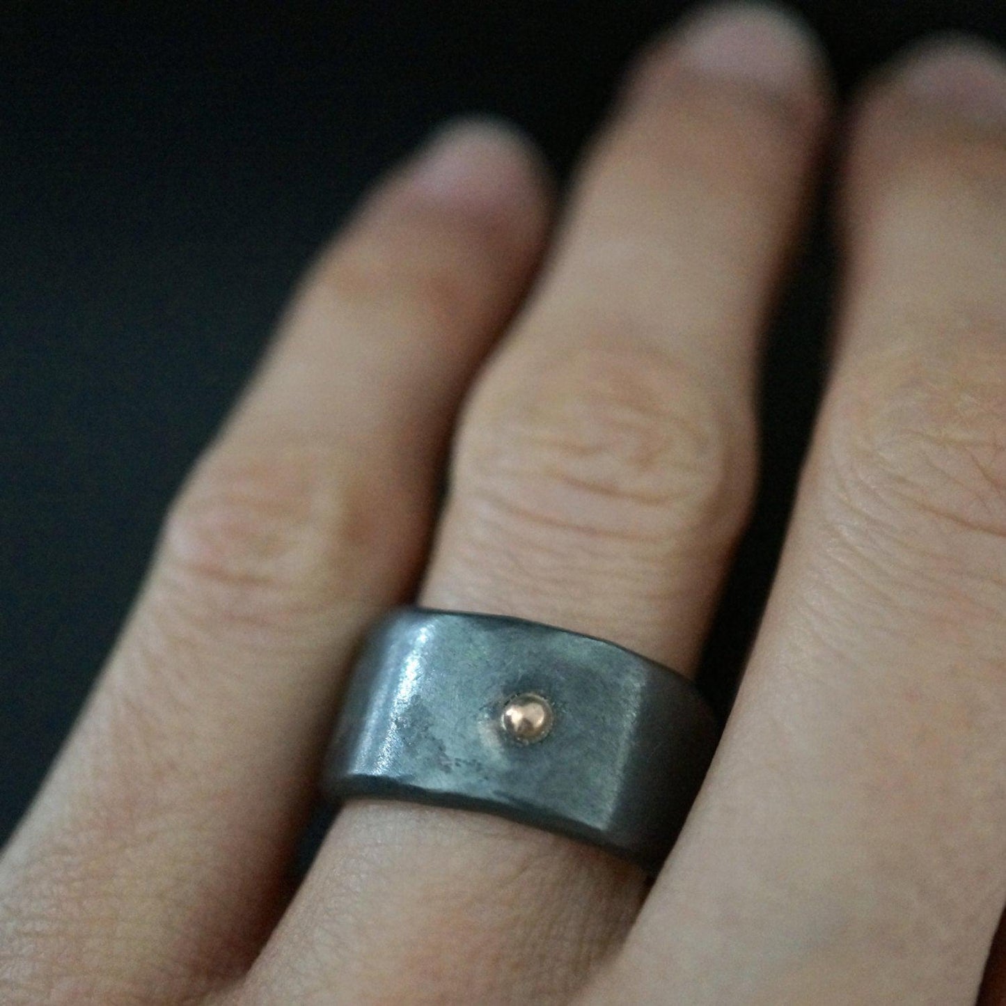Sterling silver and 18 K rose gold ring, size 7