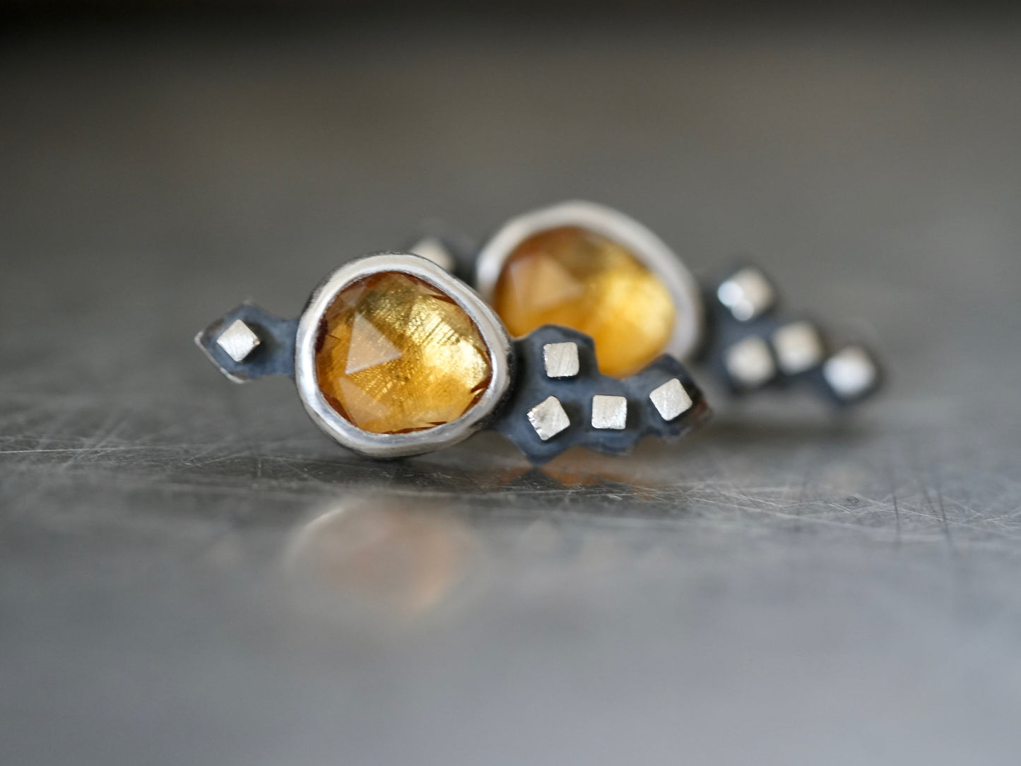 Unique Citrine post earrings