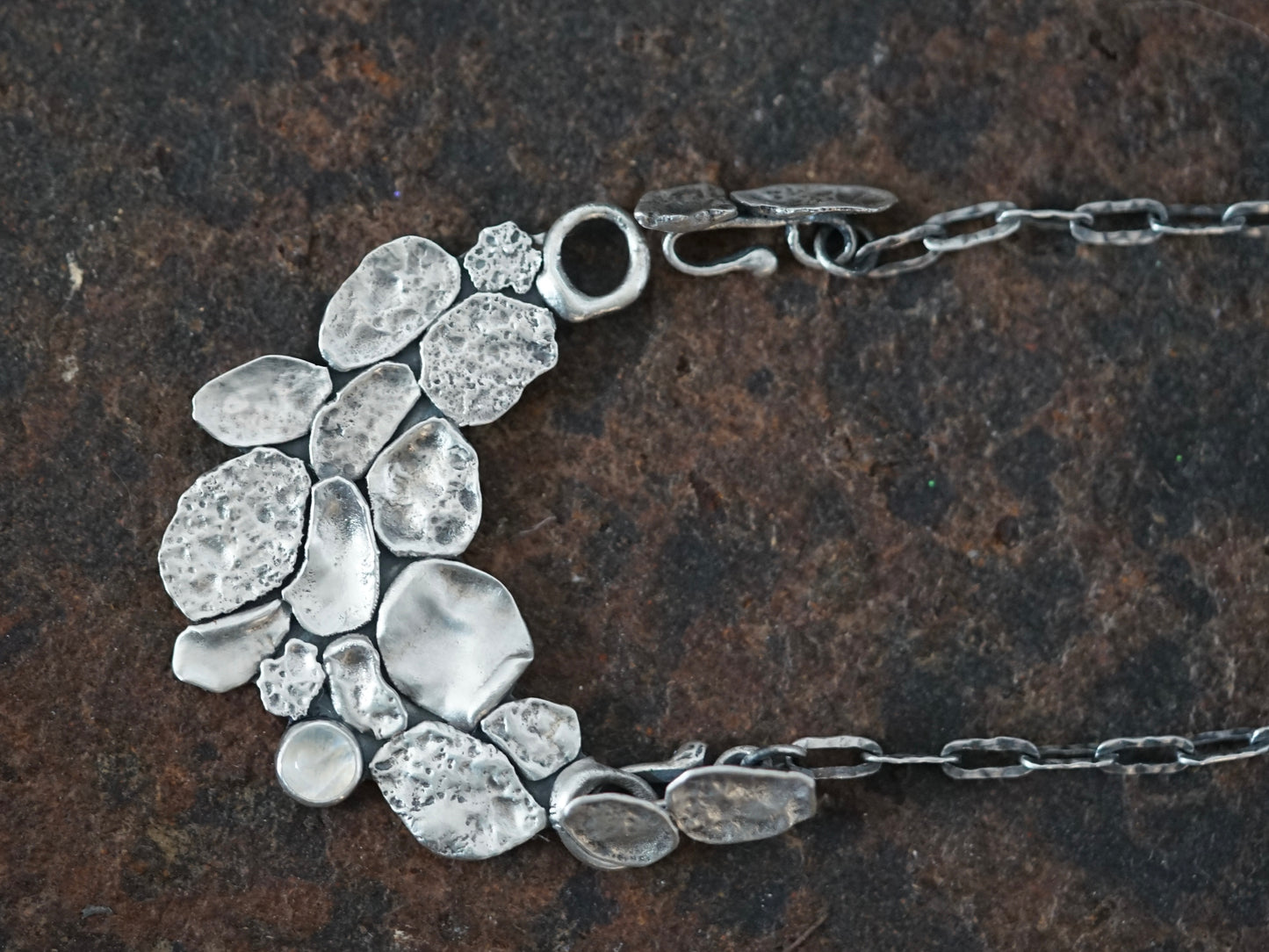 Silver cloud and moonstone necklace