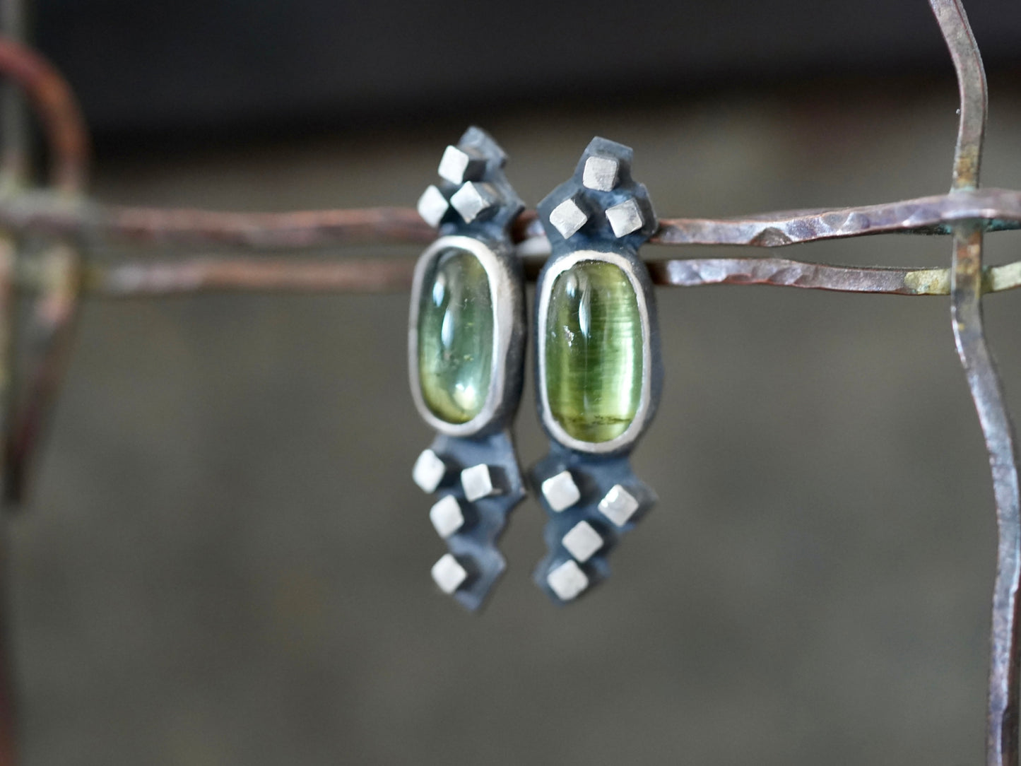 Green tourmaline post earrings