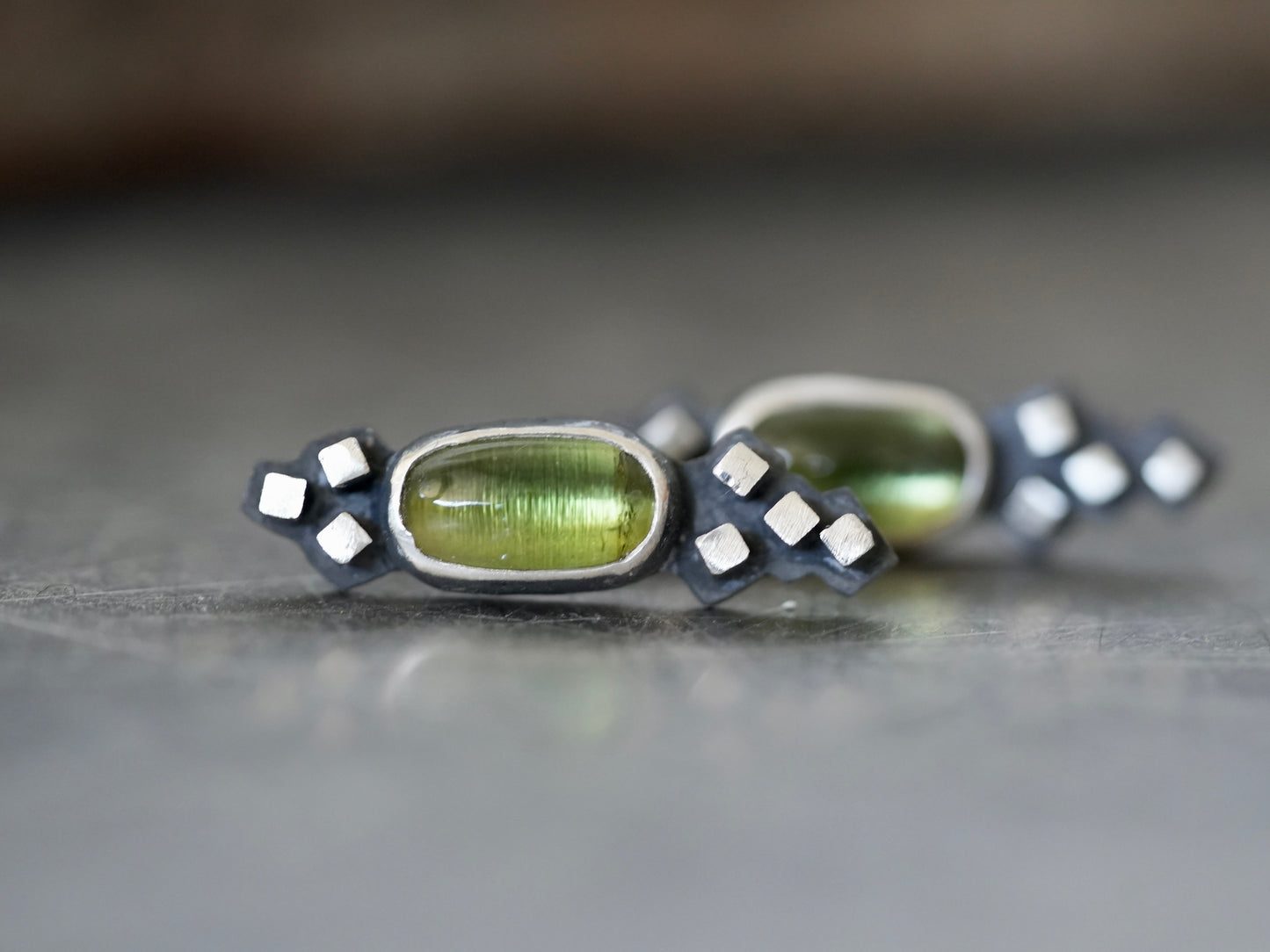 Green tourmaline post earrings