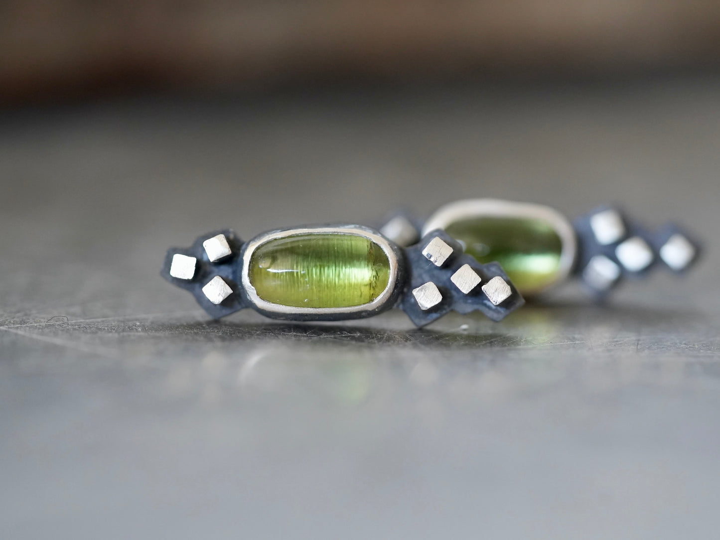 Green tourmaline post earrings