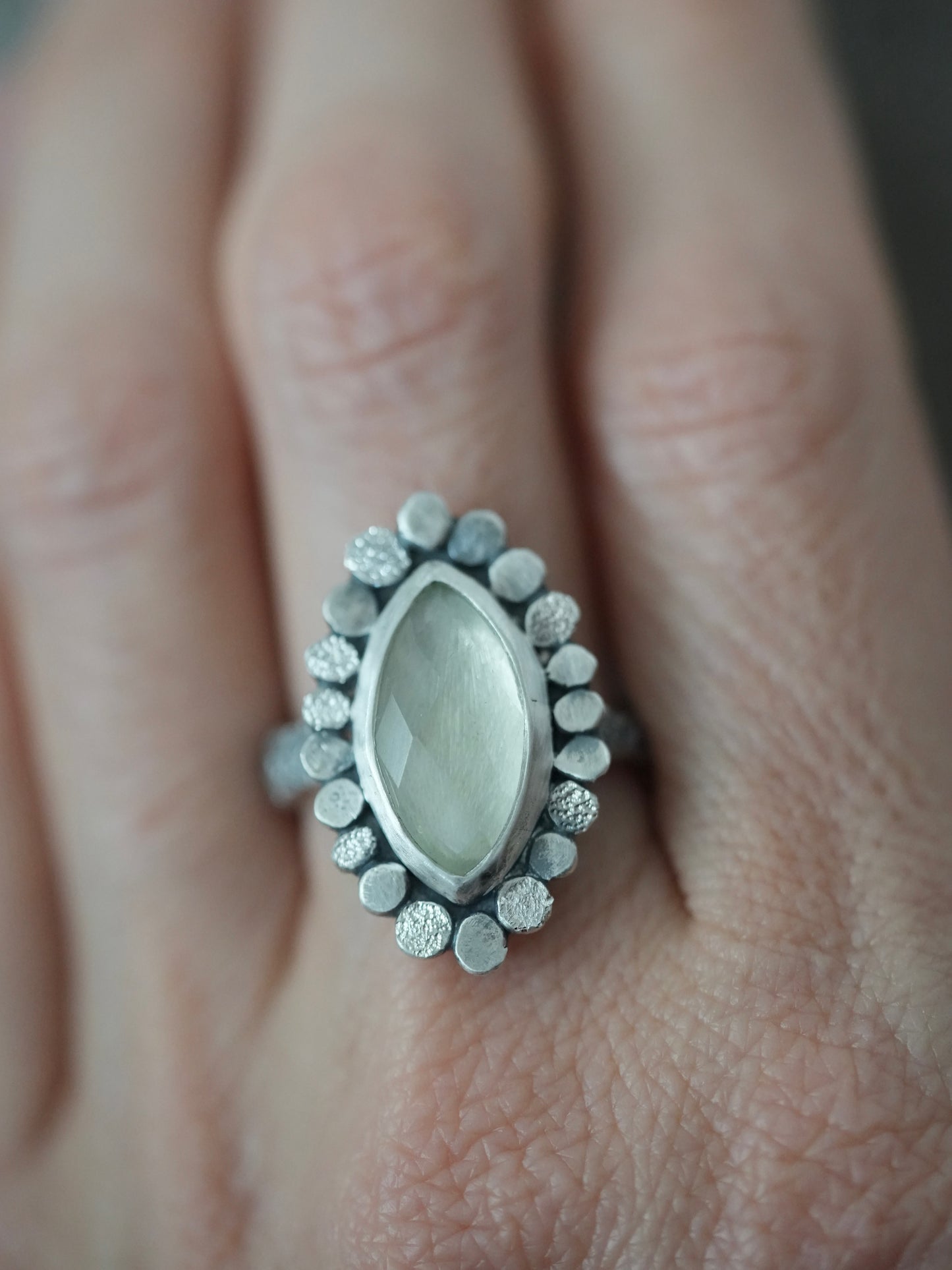Light green amethyst ring, size 8.5