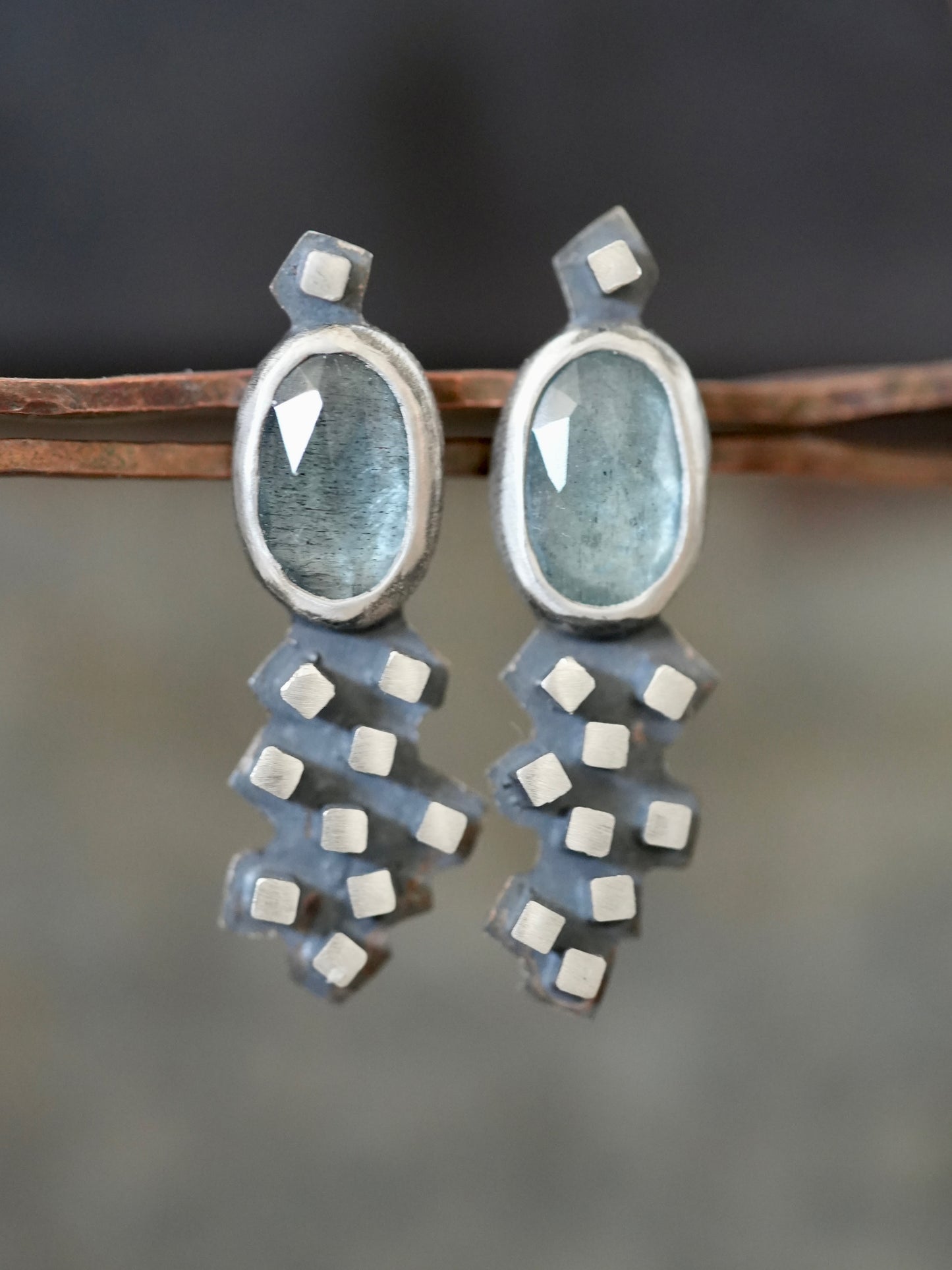 Handmade aquamarine post earrings