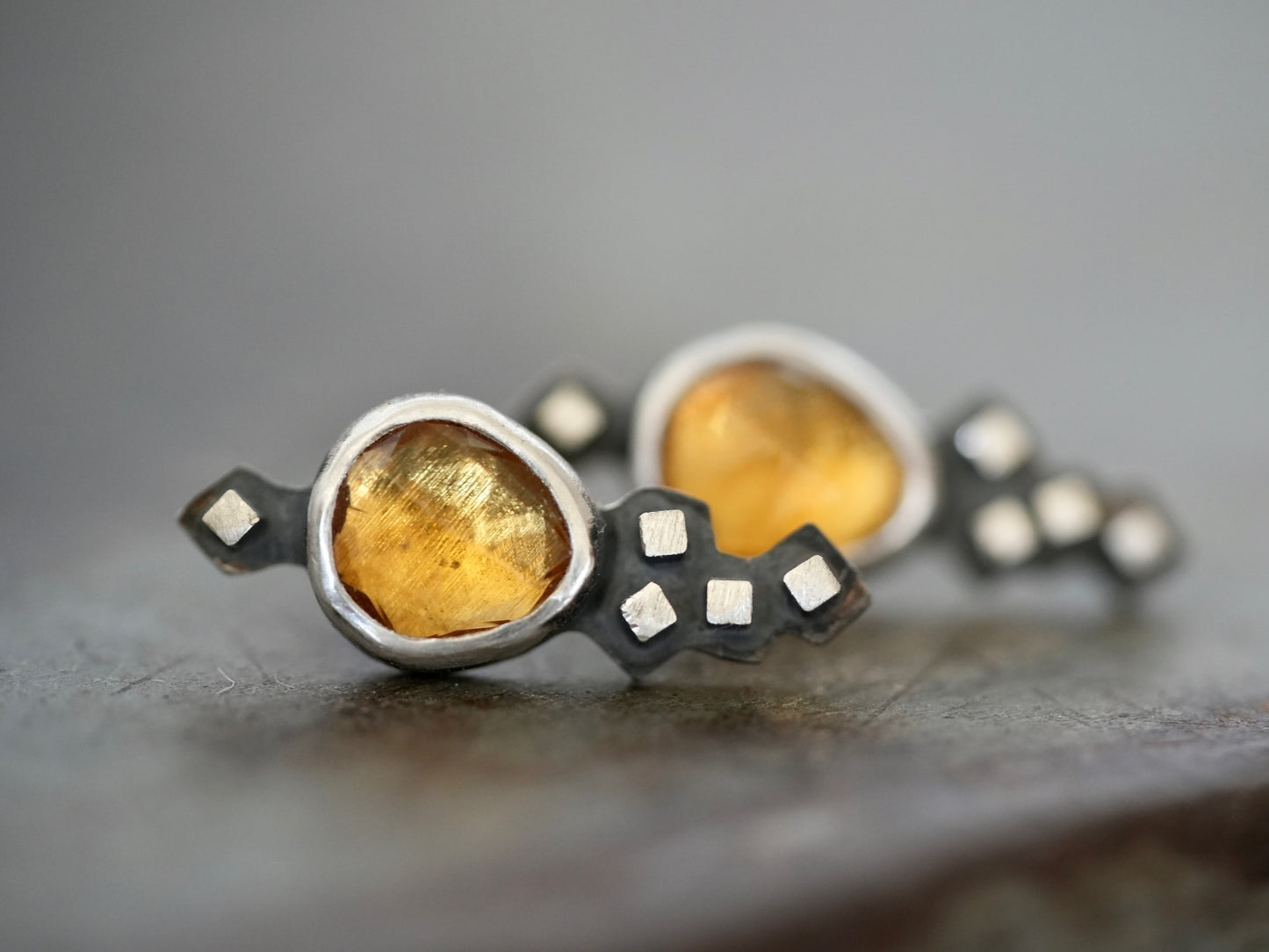 Unique Citrine post earrings