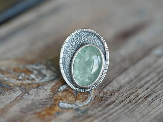 Aquamarine statement ring, size 8.25