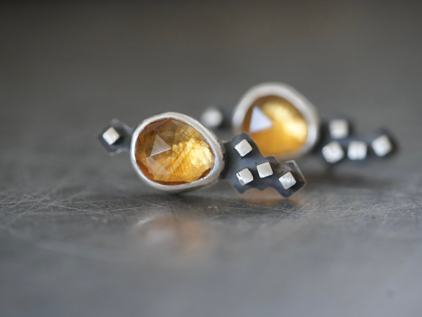 Unique Citrine post earrings