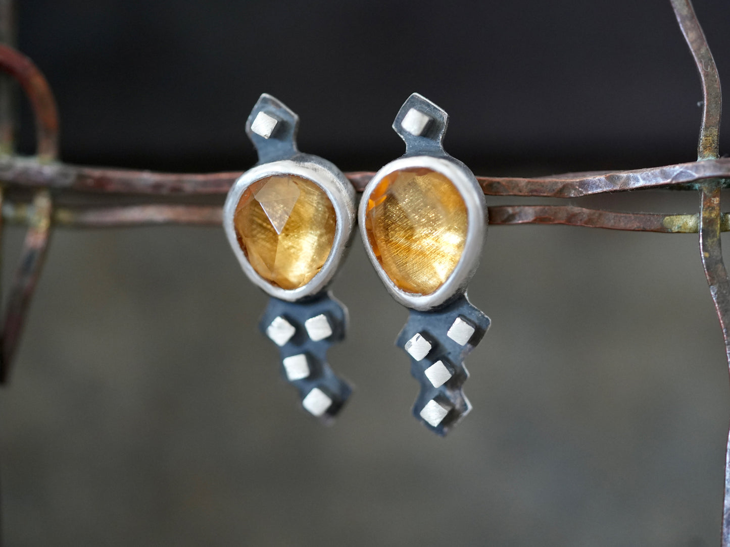 Unique Citrine post earrings