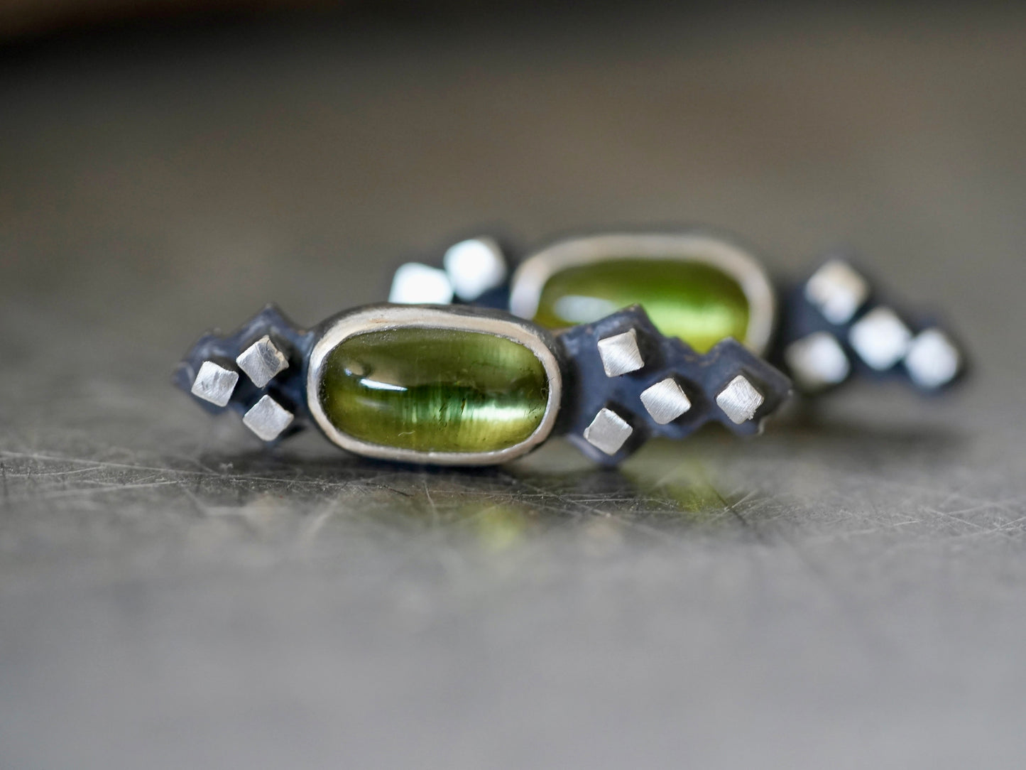 Green tourmaline post earrings