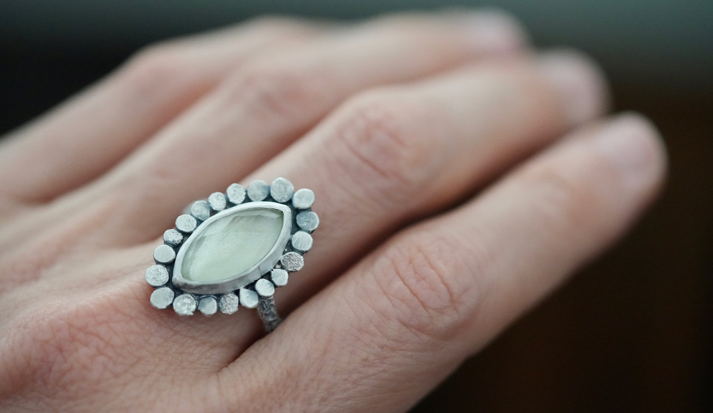 Light green amethyst ring, size 8.5