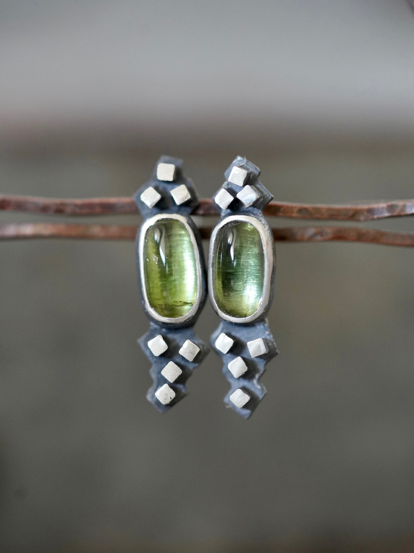 Green tourmaline post earrings