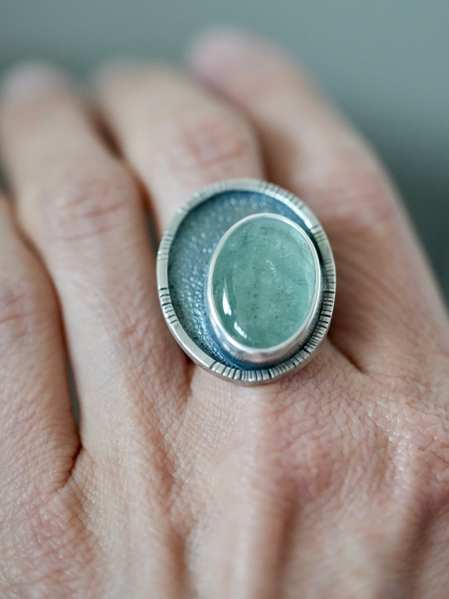 Aquamarine statement ring, size 8.25