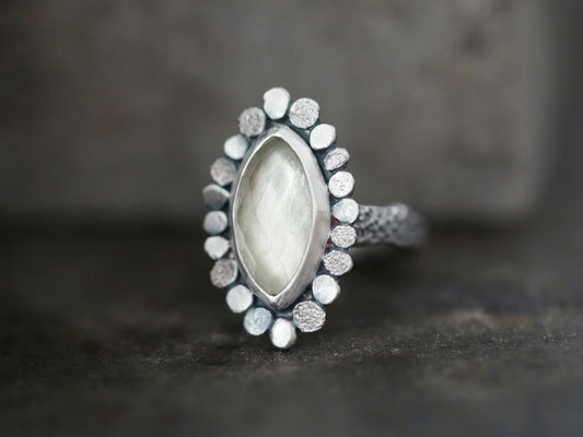 Light green amethyst ring, size 8.5