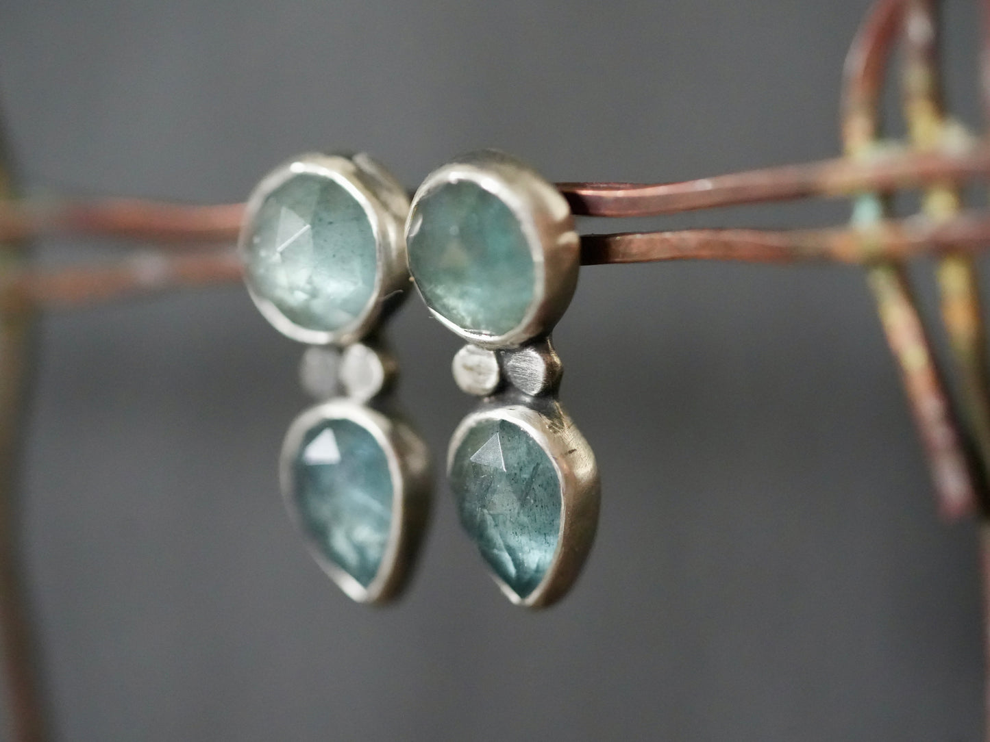 Moss aquamarine post earrings
