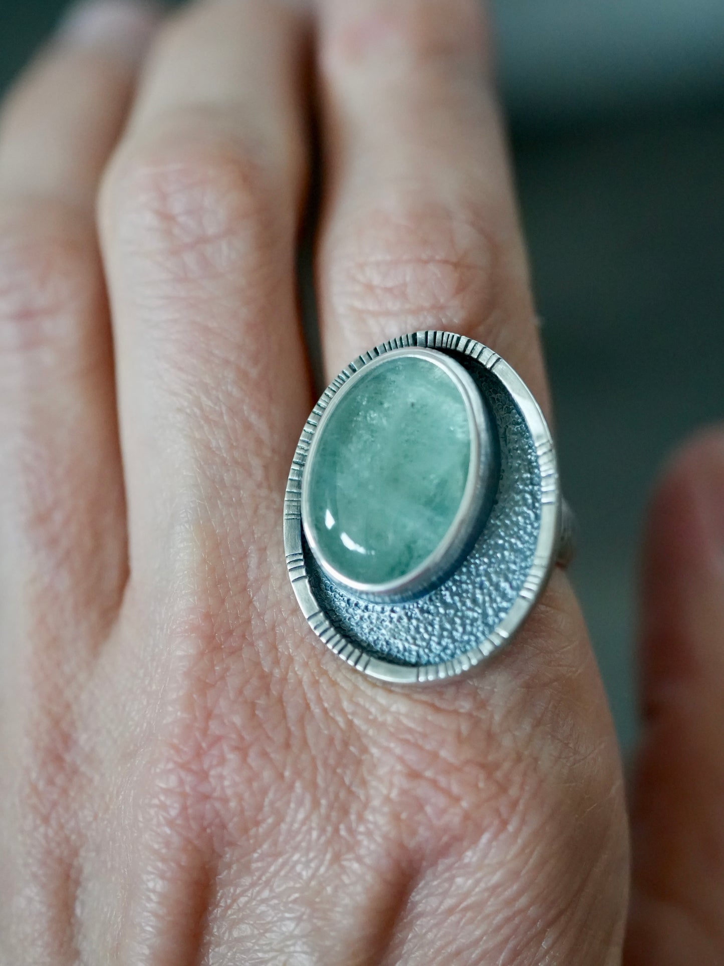 Aquamarine statement ring, size 8.25
