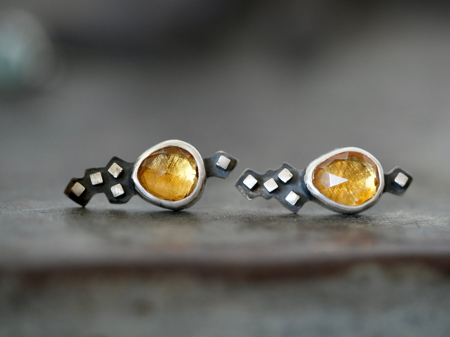 Unique Citrine post earrings