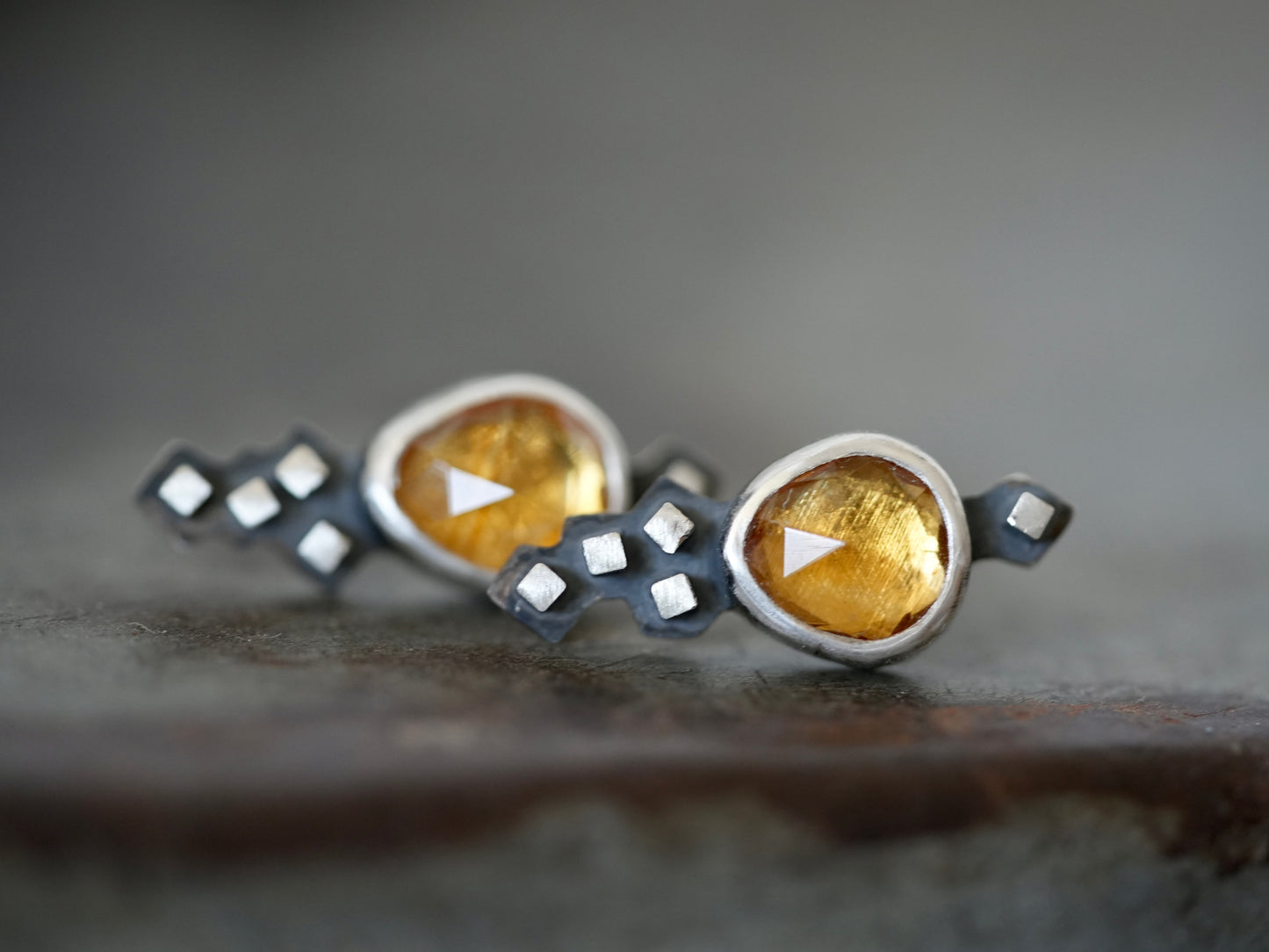 Unique Citrine post earrings