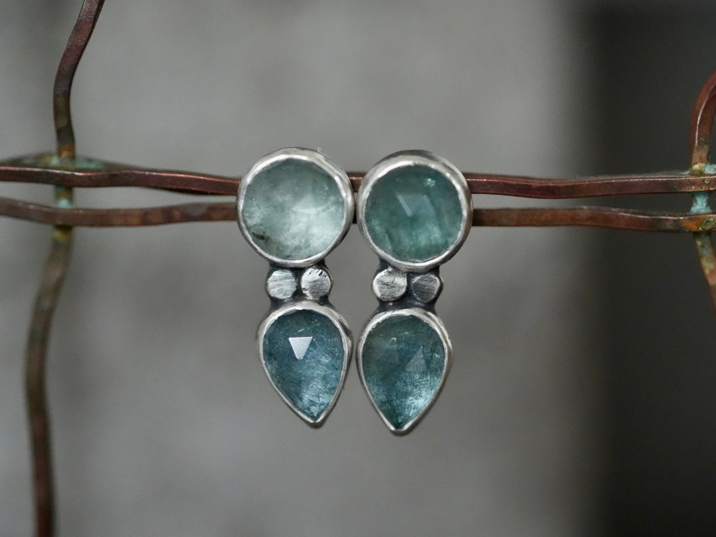Moss aquamarine post earrings