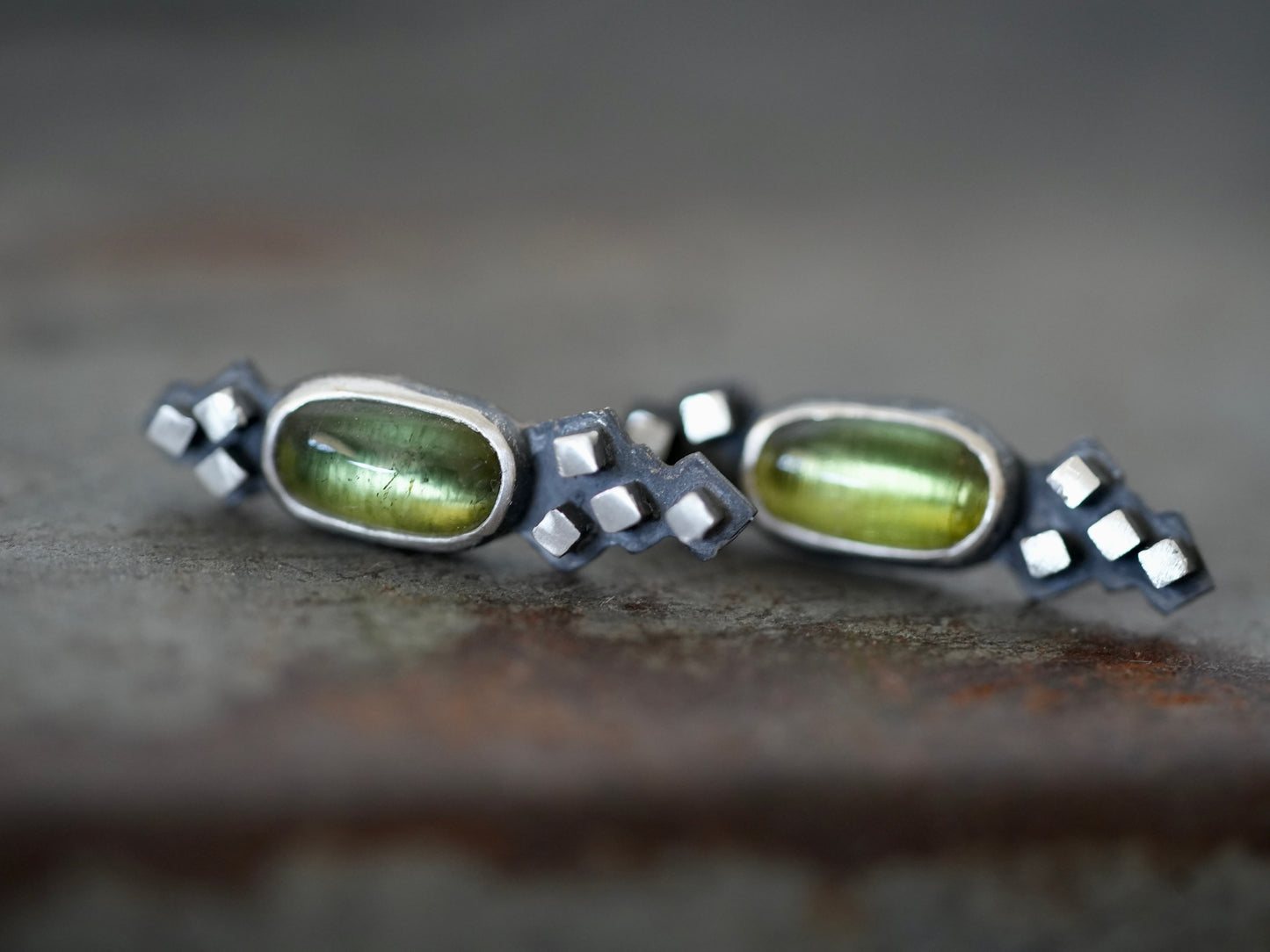 Green tourmaline post earrings