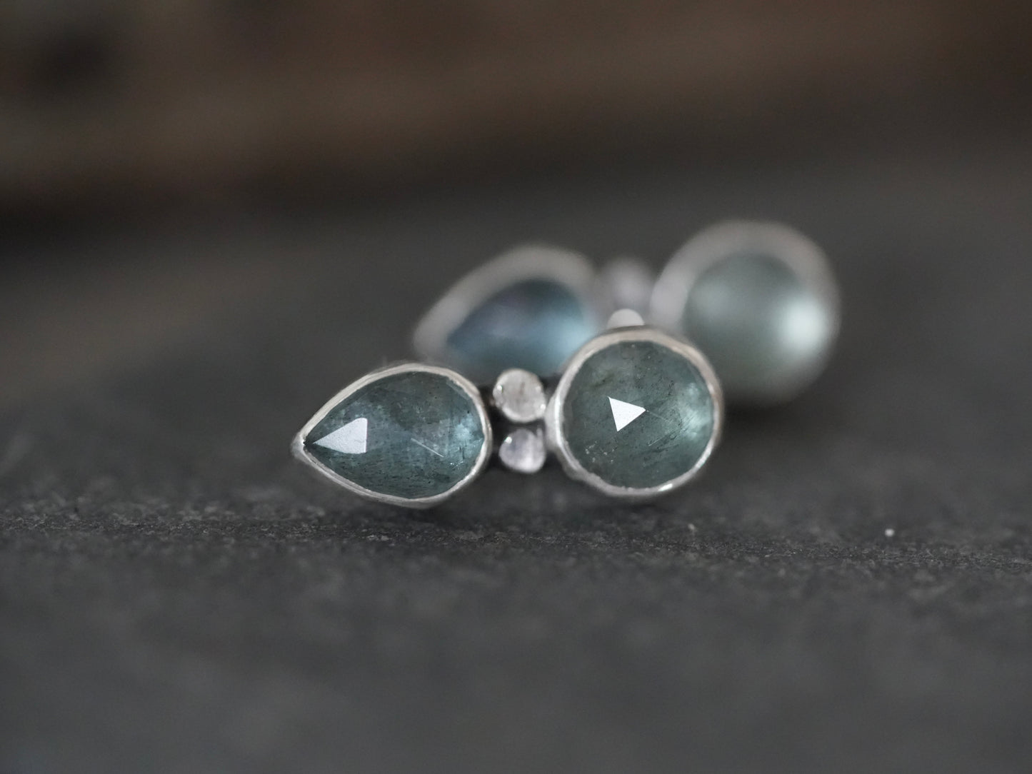 Moss aquamarine post earrings