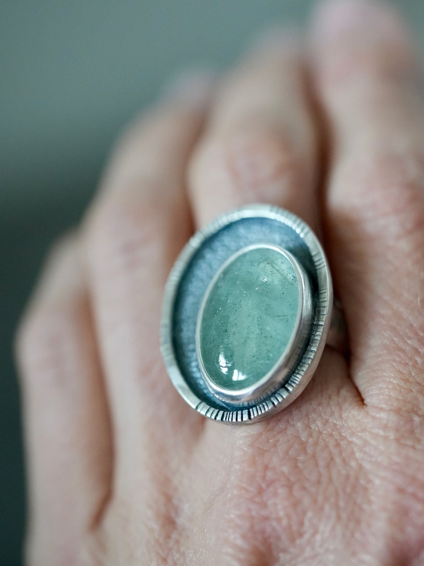 Aquamarine statement ring, size 8.25