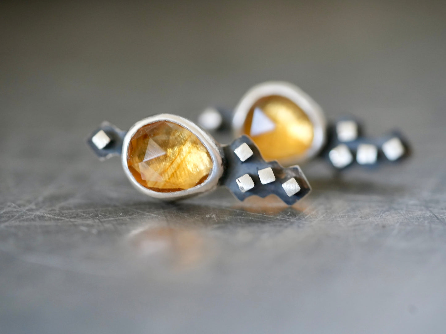 Unique Citrine post earrings