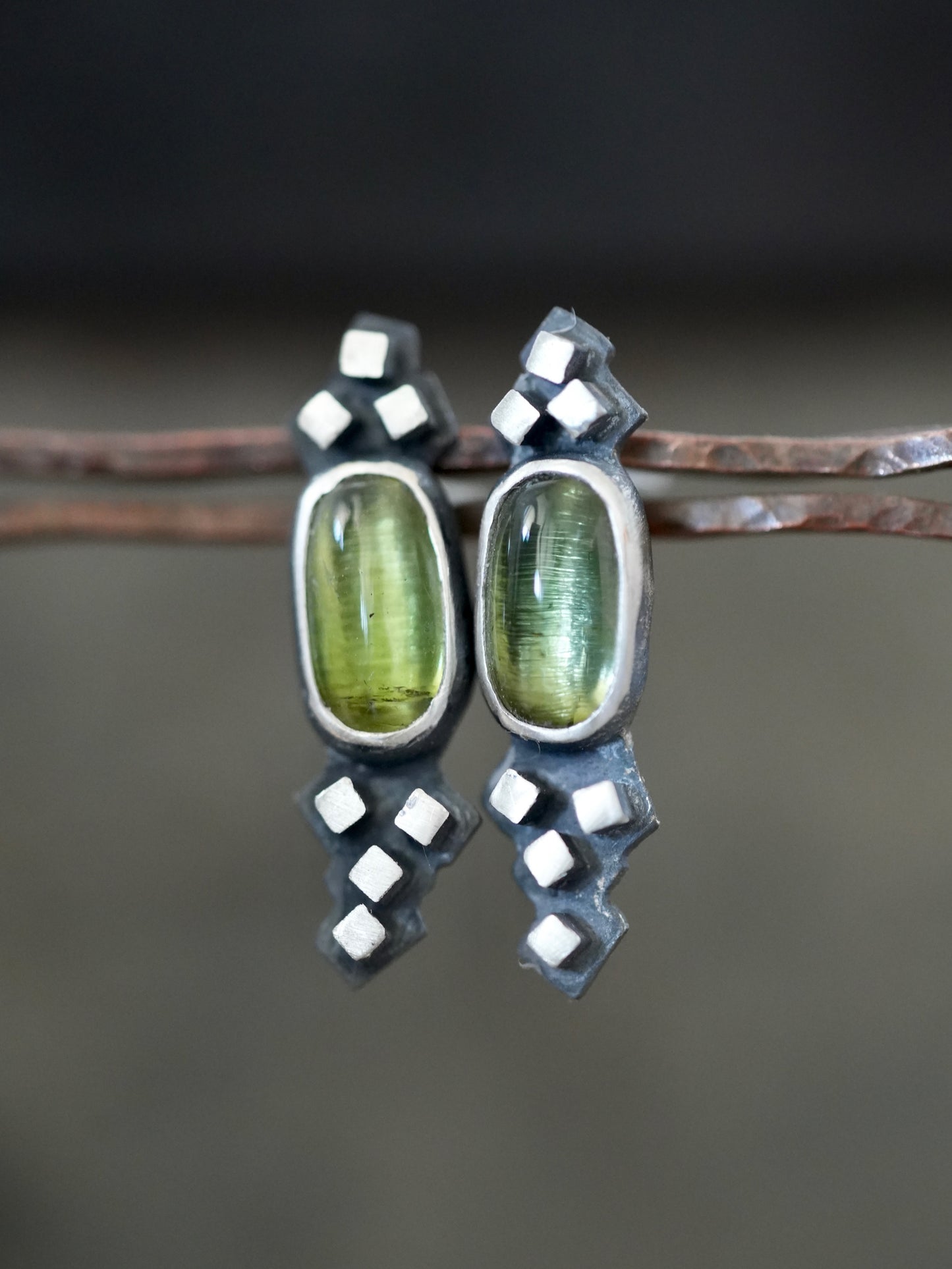 Green tourmaline post earrings