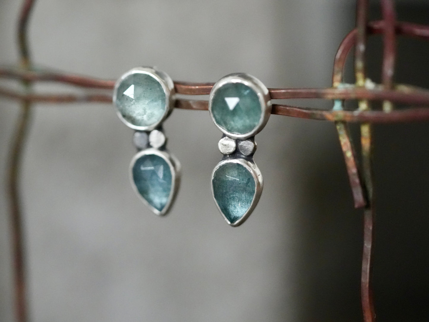 Moss aquamarine post earrings