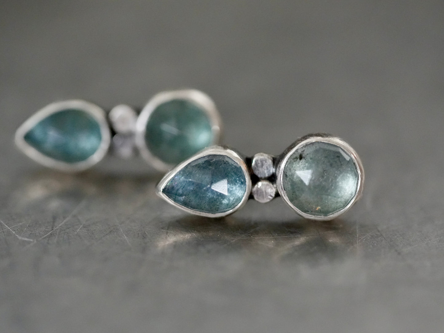 Moss aquamarine post earrings