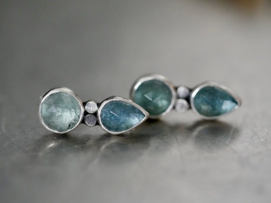 Moss aquamarine post earrings