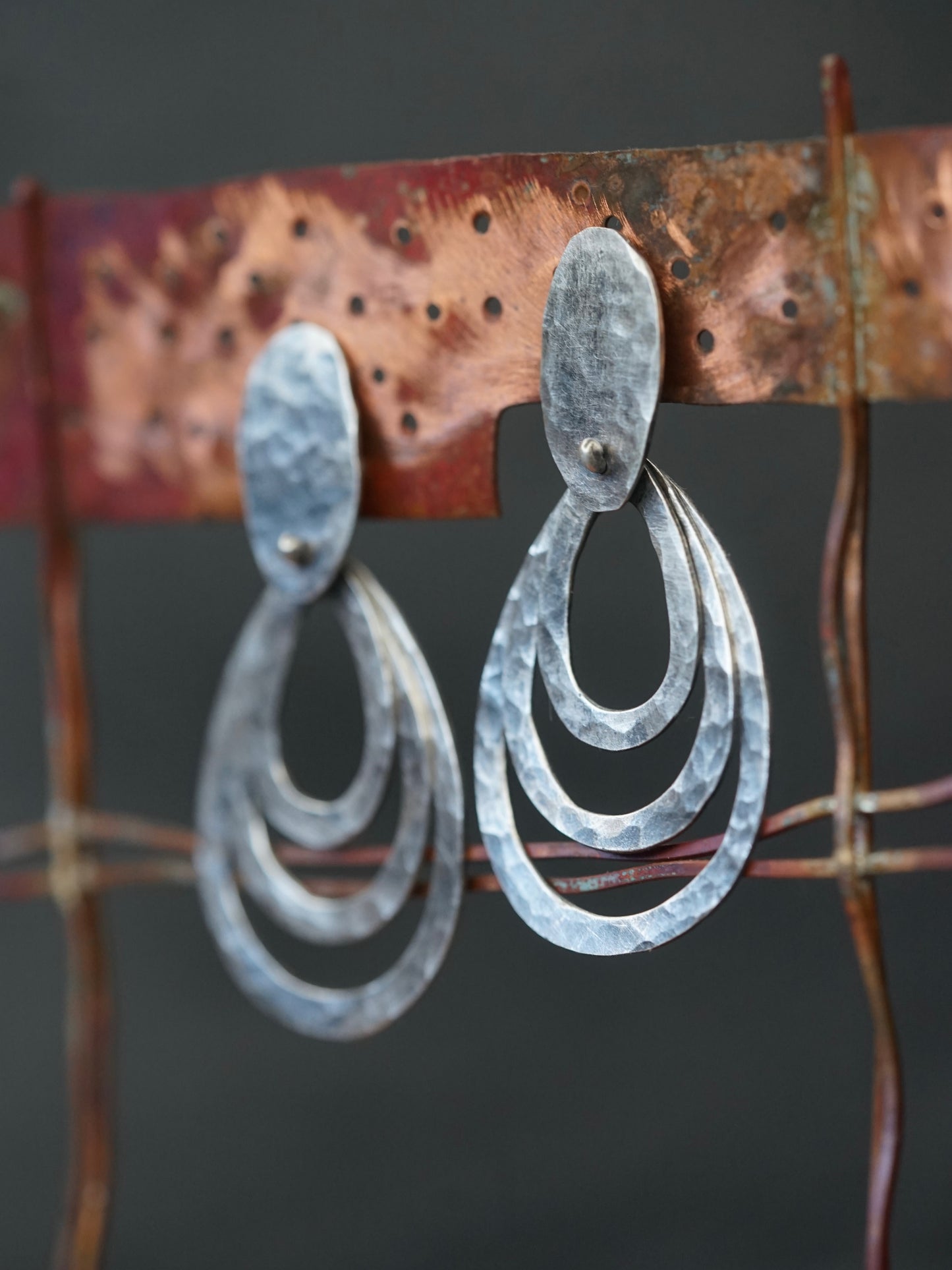 Dangly moving sterling silver drop earrings