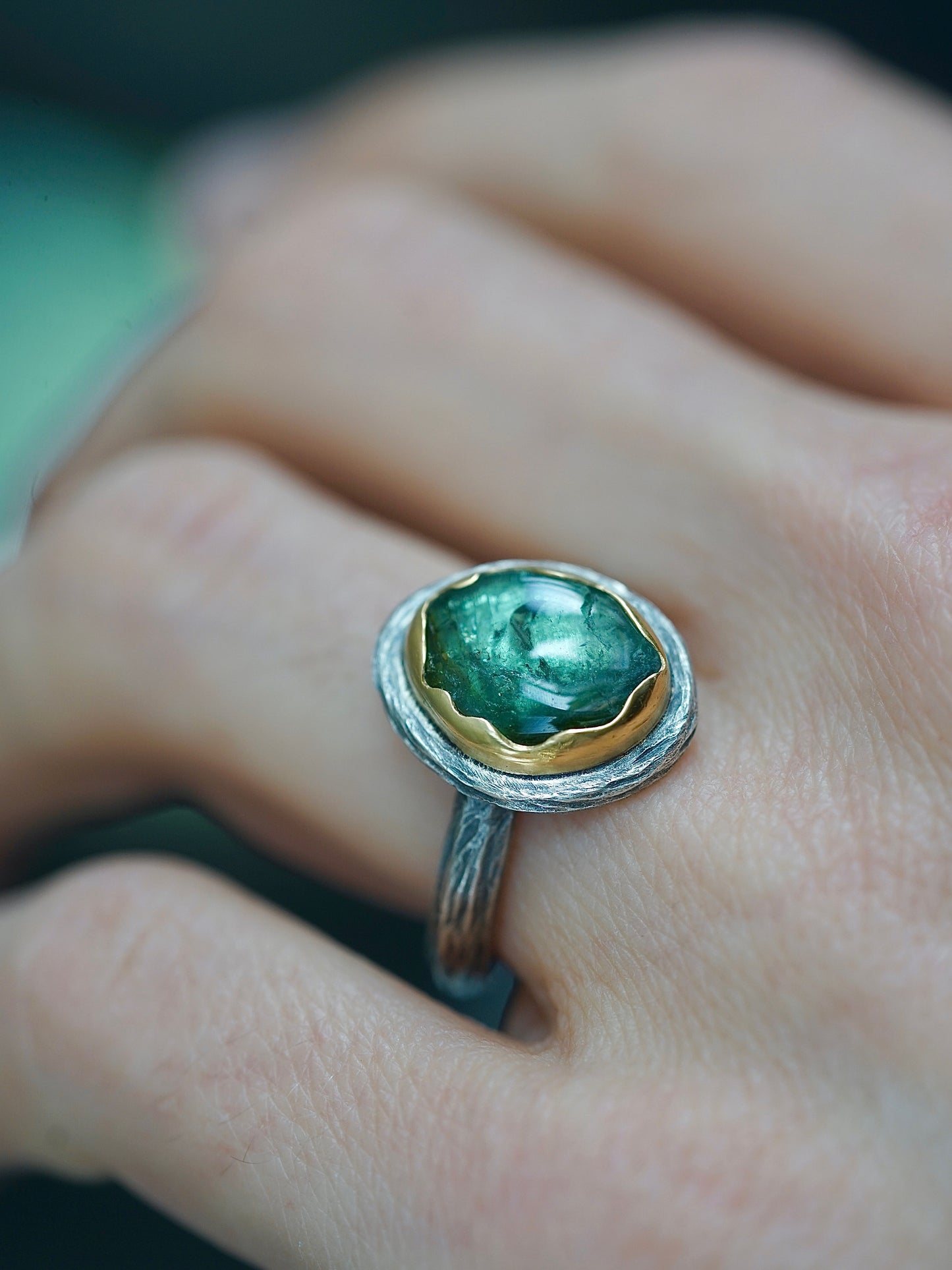 Green tourmaline ring, size 6.5