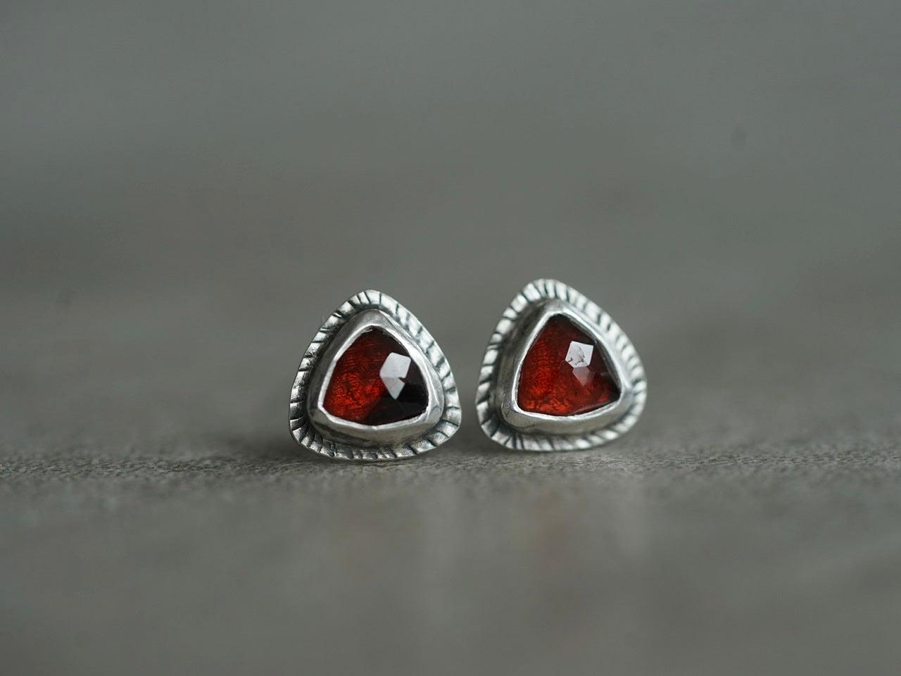 Little garnet post earrings