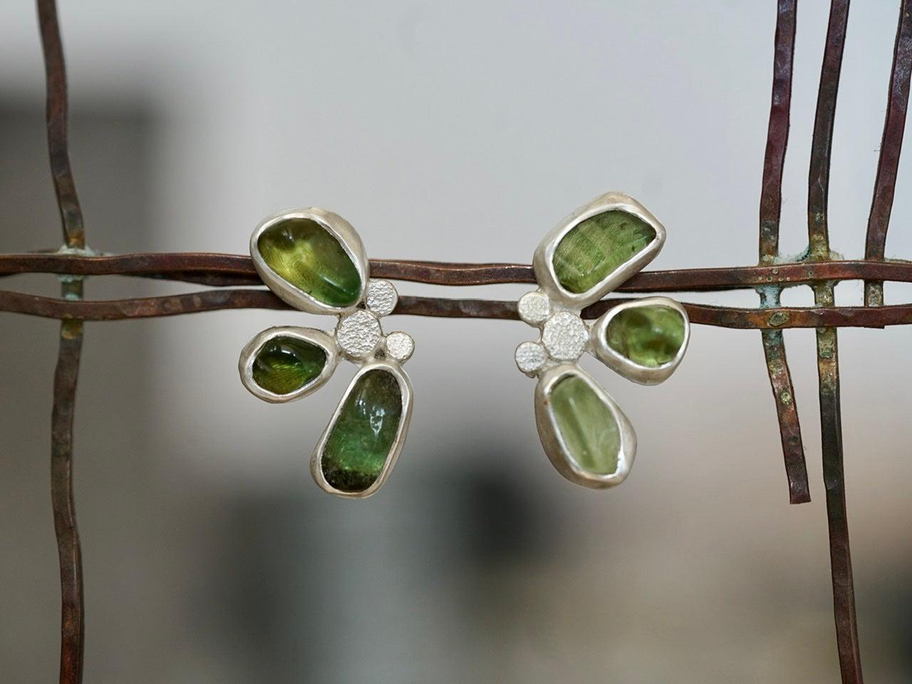 Green botanical tourmaline earrings