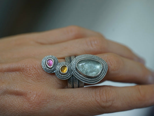 Exquisite tourmaline statement ring, size 9