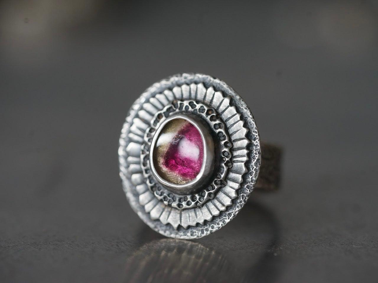 Tourmaline flower ring, size 7