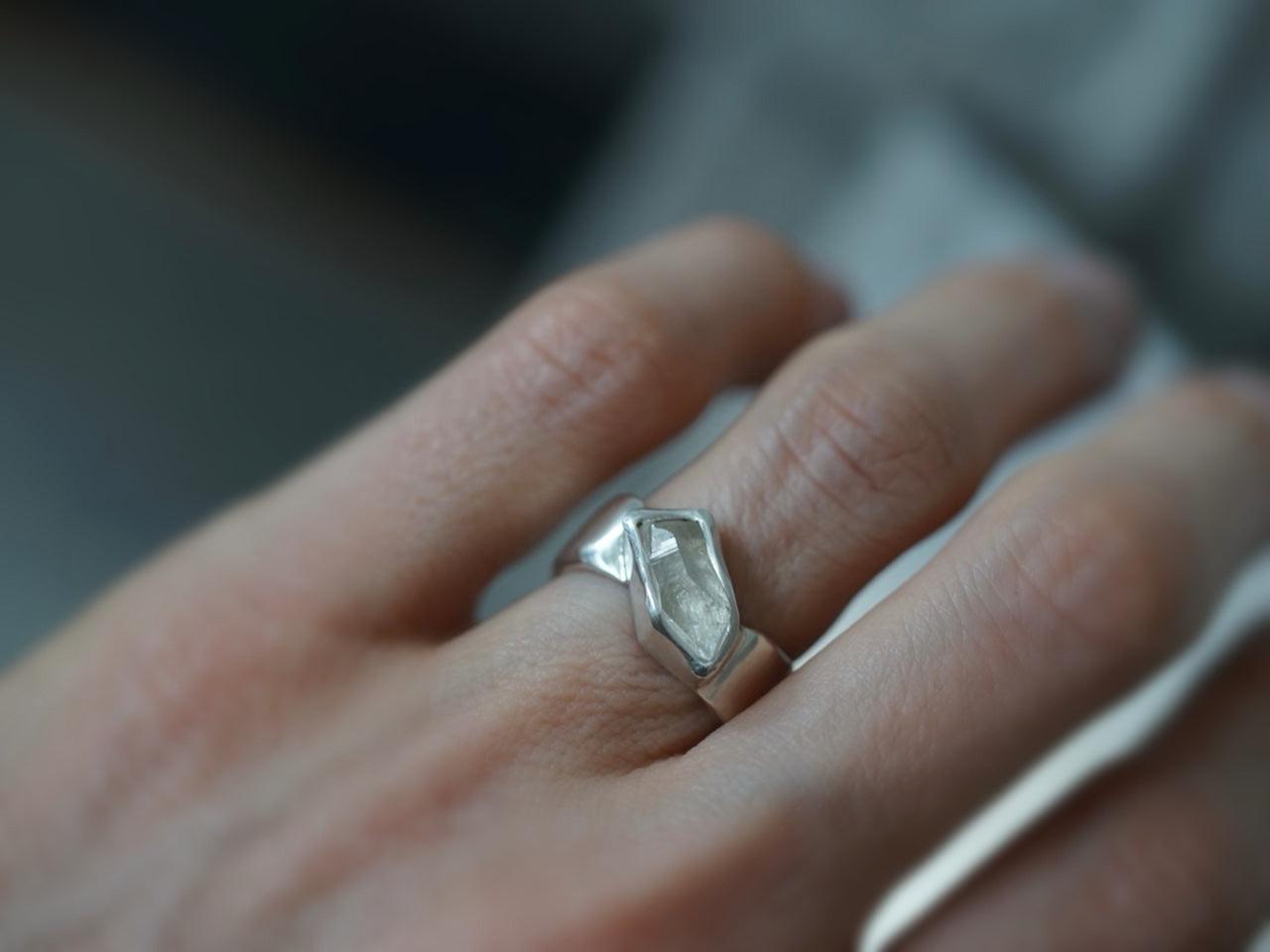 Natural crystal ring size 5.5