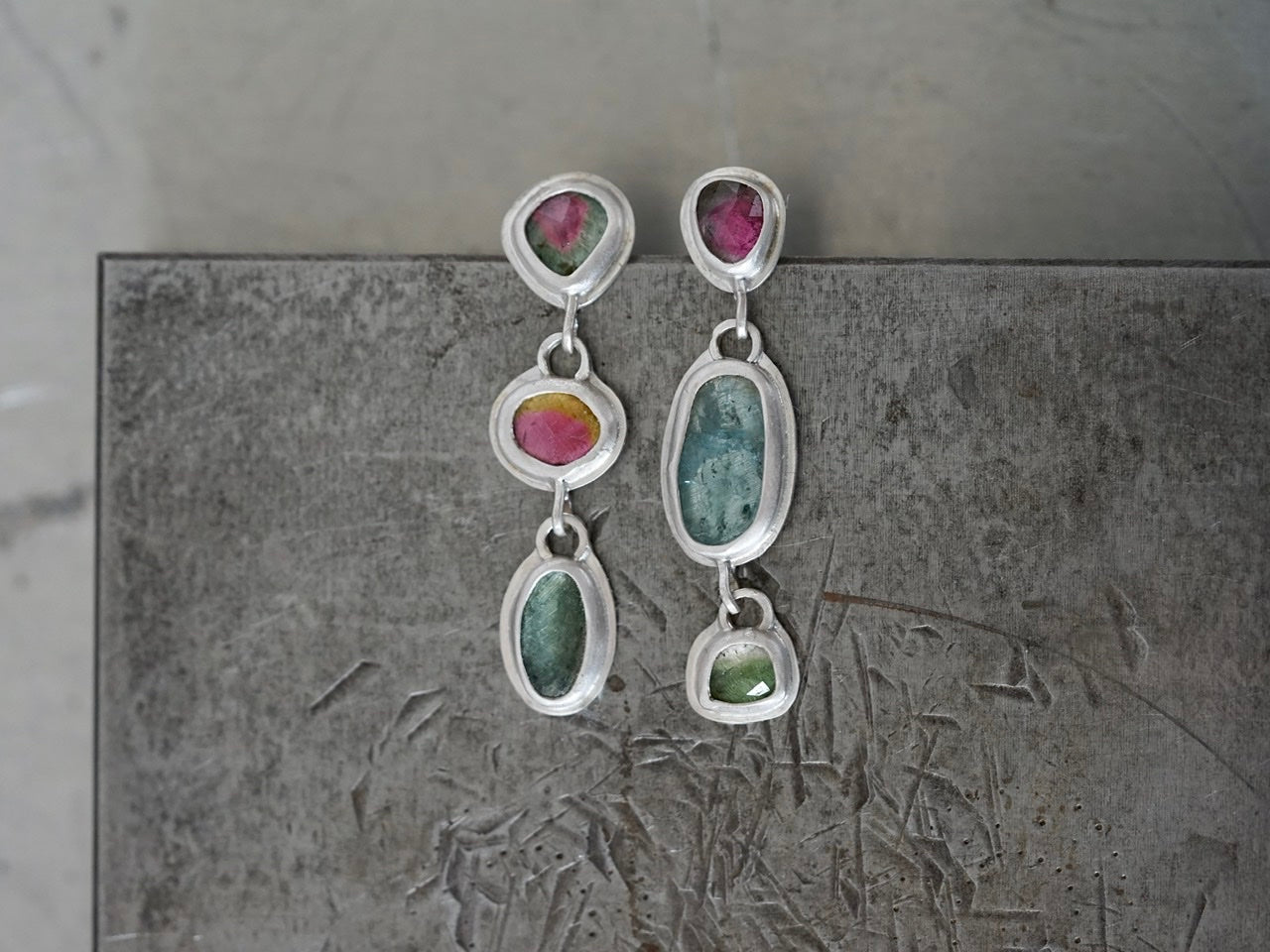 Multitourmaline drop earrings