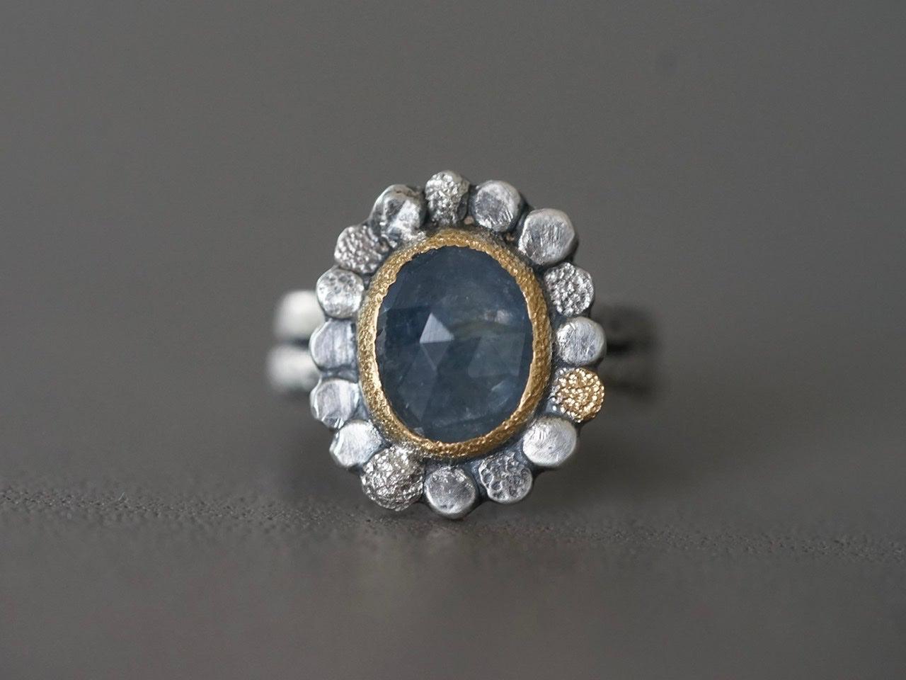 Sapphire flower ring, size 7.25