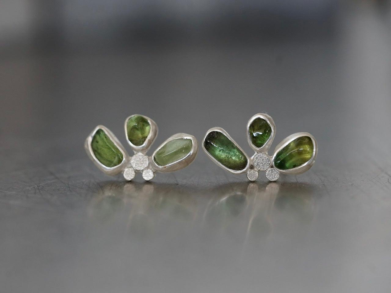 Green botanical tourmaline earrings